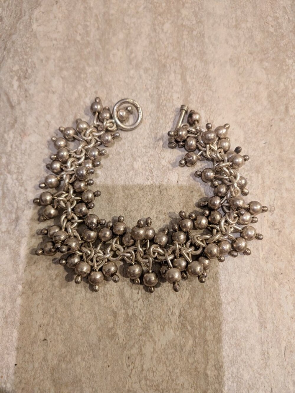 SILPADA Cha Cha 925 Sterling Silver Ball Bead Toggle Clasp Bracelet 72g Rare 7.5